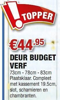 Promotions Deur budget verf - Produit maison - Cevo - Valide de 29/04/2010 à 12/05/2010 chez Cevo Market