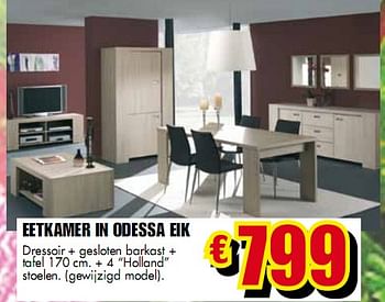 Promotions Eetkamer in odessa eik - Produit maison - Budgetmeubelen - Valide de 01/05/2010 à 31/05/2010 chez Budget Meubelen
