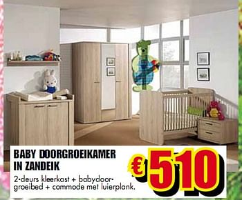 Promoties Baby doorgroeikamer in zandeik - Huismerk - Budgetmeubelen - Geldig van 01/05/2010 tot 31/05/2010 bij Budget Meubelen
