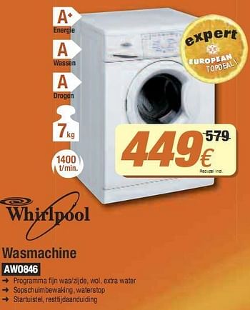 Promotions Wasmachine - Whirlpool - Valide de 03/05/2010 à 31/05/2010 chez Expert