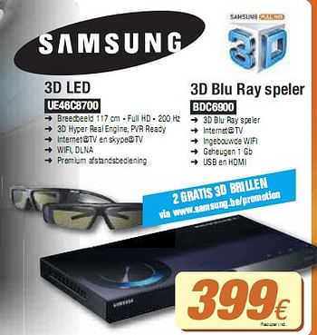 Promoties 3d blu ray speler - Samsung - Geldig van 03/05/2010 tot 31/05/2010 bij Expert
