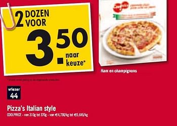 Promoties Pizza’s italian style - Coolprice - Geldig van 04/05/2010 tot 15/05/2010 bij O'Cool