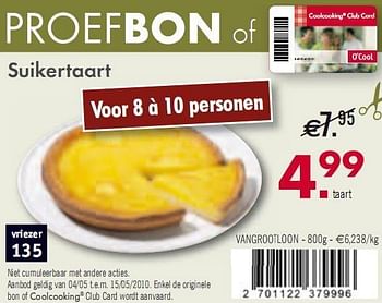 Promoties Suikertaart vangrootloon - Huismerk - O'Cool  - Geldig van 04/05/2010 tot 15/05/2010 bij O'Cool