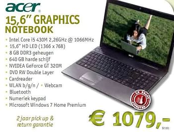 Promotions Graphics notebook - Acer - Valide de 07/05/2010 à 09/06/2010 chez LBCS
