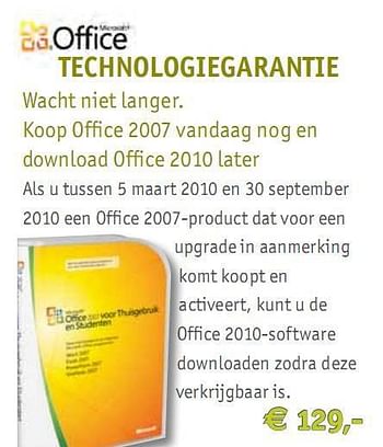 Promoties Technologiegaran tie - Microsoft - Geldig van 07/05/2010 tot 09/06/2010 bij LBCS