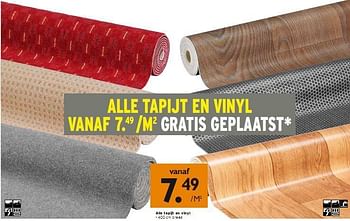 Promoties Alle tapijt en vinyl - Huismerk - Kwantum - Geldig van 10/05/2010 tot 16/05/2010 bij Kwantum