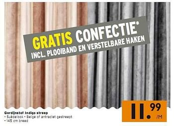 Promoties Gordijnenstof indigo streep - Huismerk - Kwantum - Geldig van 10/05/2010 tot 16/05/2010 bij Kwantum