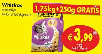 Promoties Kattenbrokjes kip,lam of tonijn+groenten - Whiskas - Geldig van 11/05/2010 tot 16/05/2010 bij Intermarche