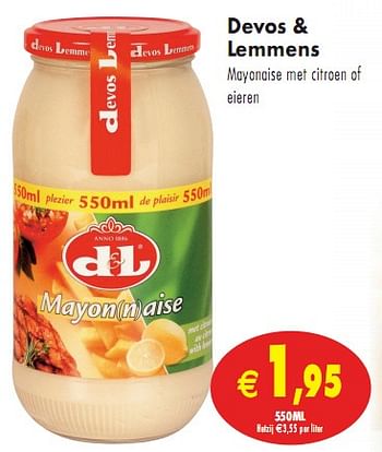 Promotions Mayonaise met citroen of eieren - d&L - Valide de 11/05/2010 à 16/05/2010 chez Intermarche