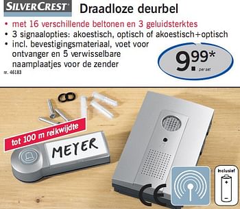 Promoties Draadloze deurbel - SilverCrest - Geldig van 12/05/2010 tot 15/05/2010 bij Lidl