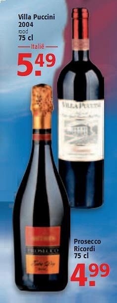 Promoties Villa puccini - Rode wijnen - Geldig van 26/05/2010 tot 08/06/2010 bij Alvo