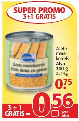 Promoties Zoete maïs-korrels - Huismerk - Alvo - Geldig van 26/05/2010 tot 08/06/2010 bij Alvo