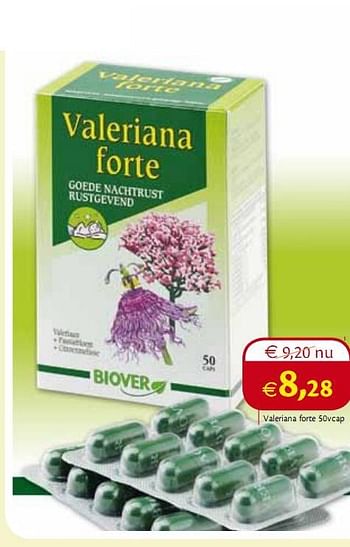 Promoties Valeriana forte 50vcap - Biover - Geldig van 01/06/2010 tot 30/06/2010 bij Holland & Barret