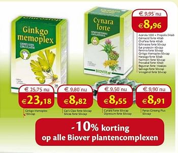 Promoties Ginkgo memoplex 150vcap - Biover - Geldig van 01/06/2010 tot 30/06/2010 bij Holland & Barret