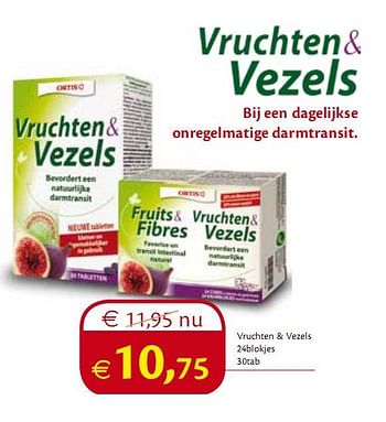 Promoties Vruchten + vezels 24blokjes 30tab - Ortis - Geldig van 01/06/2010 tot 30/06/2010 bij Holland & Barret