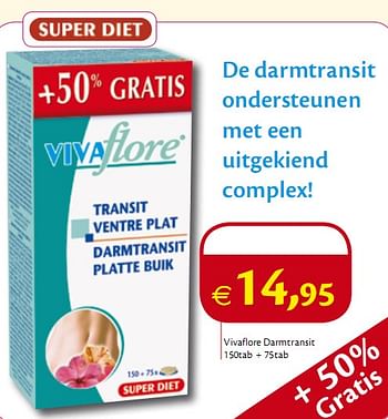 Promoties Vivaflore darmtransit 150tab + 75tab - Huismerk - Holland & Barrett - Geldig van 01/06/2010 tot 30/06/2010 bij Holland & Barret