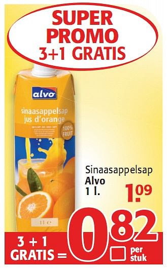 Promoties Sinaasappelsap - Huismerk - Alvo - Geldig van 09/06/2010 tot 22/06/2010 bij Alvo