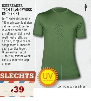 Promoties Tech t lancewood km t-shirt - Icebreaker - Geldig van 09/06/2010 tot 30/06/2010 bij A.S.Adventure