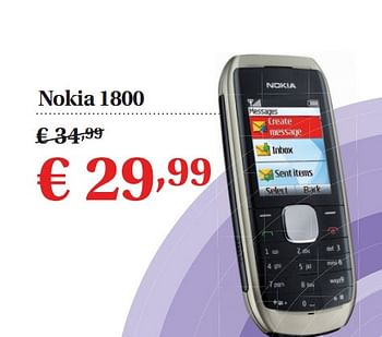 Promoties Nokia 1800 - Nokia - Geldig van 01/07/2010 tot 31/07/2010 bij Belgacom