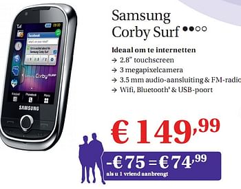 Promoties Corby surf - Samsung - Geldig van 01/07/2010 tot 31/07/2010 bij Belgacom