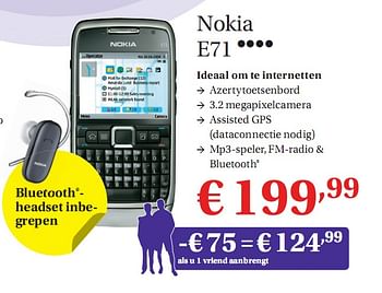 Promoties Nokia e71 - Nokia - Geldig van 01/07/2010 tot 31/07/2010 bij Belgacom