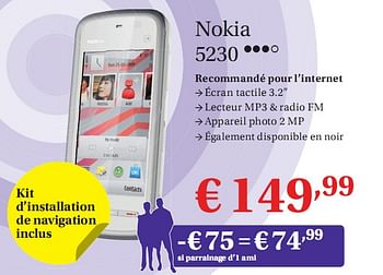 Promoties Nokia 5230 - Nokia - Geldig van 01/07/2010 tot 31/07/2010 bij Belgacom