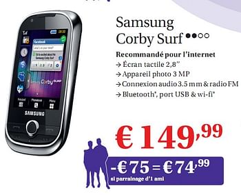 Promoties Corby Surf - Samsung - Geldig van 01/07/2010 tot 31/07/2010 bij Belgacom