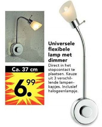 huismerk blokker universele flexibele lamp met dimmer promotie bij blokker