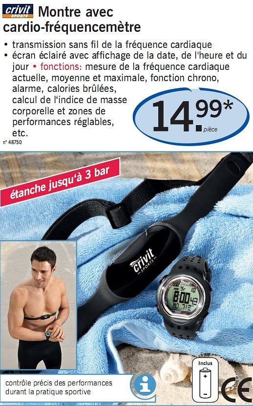 Crivit Montre avec cardio fr quencem tre En promotion chez Lidl