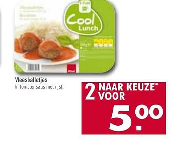 Promoties Vleesballetjes in tomatensaus met rijst - Huismerk - O'Cool  - Geldig van 13/07/2010 tot 24/07/2010 bij O'Cool