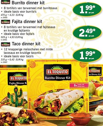 El Tequito Lidl En kit Burrito chez dinner promotion 