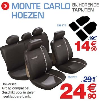Promoties Monte carlo hoezen - Huismerk - Auto 5  - Geldig van 19/07/2010 tot 14/08/2010 bij Auto 5