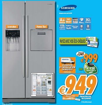 Promotions Réfrigérateur side by side  - Samsung - Valide de 26/07/2010 à 22/08/2010 chez Krefel