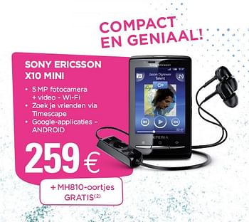 Promoties Sony ericsson x10 mini - Sony Ericsson - Geldig van 01/08/2010 tot 15/08/2010 bij ALLO Telecom