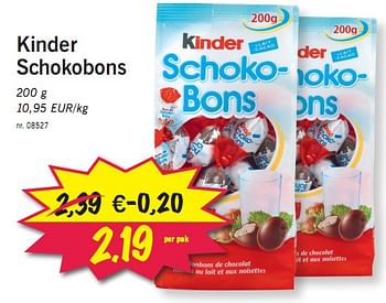 Promoties Schokobons - Kinder - Geldig van 02/08/2010 tot 07/08/2010 bij Lidl