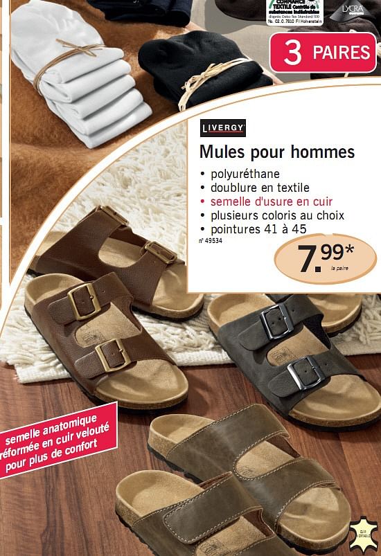 Livergy Mules pour hommes En promotion chez Lidl