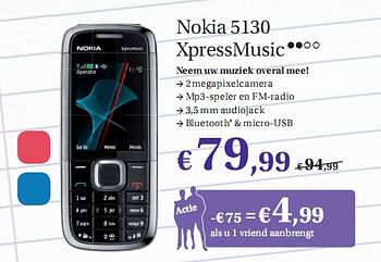 Promoties Nokia 5130 xpressmusic - Nokia - Geldig van 24/08/2010 tot 09/09/2010 bij Belgacom