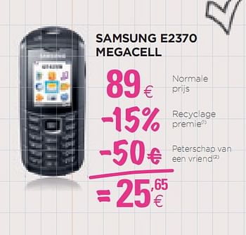 Promoties Samsung e2370 megacell - Samsung - Geldig van 25/08/2010 tot 15/09/2010 bij ALLO Telecom