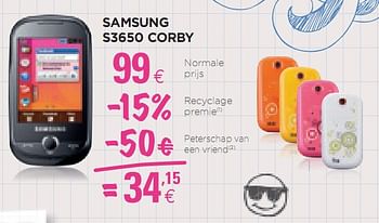 Promoties Samsung s3650 corby - Samsung - Geldig van 25/08/2010 tot 15/09/2010 bij ALLO Telecom