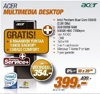 Promoties Multimedia desktop - Acer - Geldig van 29/08/2010 tot 30/09/2010 bij Auva