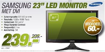Promotions Led monitor 23 inch met dvi - Samsung - Valide de 29/08/2010 à 30/09/2010 chez Auva