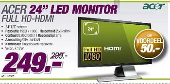 Promoties Led monitor full hd-hdmi - Acer - Geldig van 29/08/2010 tot 30/09/2010 bij Auva