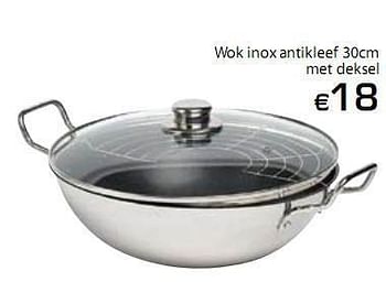 Promoties Wok inox antikleef 30cm met deksel - Huismerk - Bertels Excellent NV - Geldig van 02/09/2010 tot 30/09/2010 bij Bertels Excellent