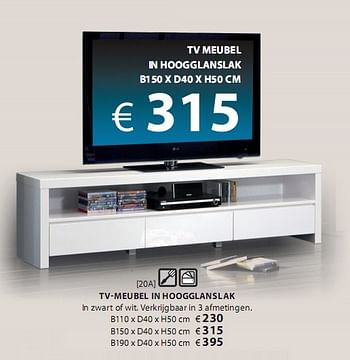 Promoties Tv-meubel in hoogglanslak - Huismerk - Deba Meubelen - Geldig van 04/09/2010 tot 28/02/2011 bij Deba Meubelen