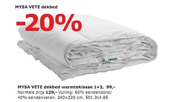 Toestemming Er is behoefte aan Ga trouwen Huismerk - Ikea Mysa vete dekbed warmteklasse 1+3, - Promotie bij Ikea