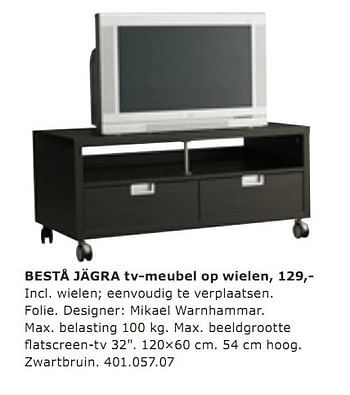tussen Door regering Huismerk - Ikea Bestå jägra tv-meubel op wielen - Promotie bij Ikea