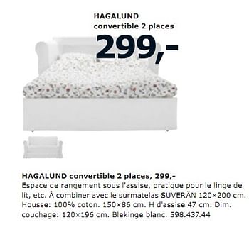 Promotions HAGALUND convertible 2 places - Produit maison - Ikea - Valide de 09/09/2010 à 31/07/2011 chez Ikea