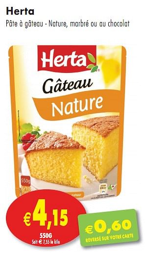 Herta Pate A Gateau Nature Marbre Ou Au Chocolat En Promotion Chez Intermarche