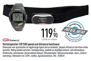 Promoties Hartslagmeter cw 500 speed and distance heartwear - Kalenji - Geldig van 02/10/2010 tot 15/10/2010 bij Decathlon