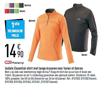 Promoties Isolate essential-shirt met lange mouwen voor heren of dames - Kalenji - Geldig van 02/10/2010 tot 15/10/2010 bij Decathlon